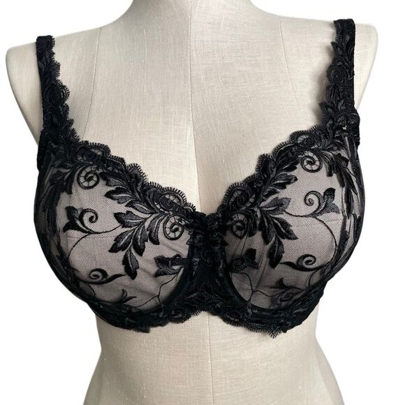 Soma Womens Sensuous Lace Bra 38DD Black Unlined Underwire Elegant Fairygoth - Picture 1 of 7